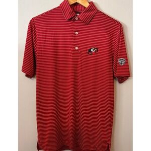 FootJoy Golf Polo Shirt Mens S Red Striped Medinah Country Club Performance